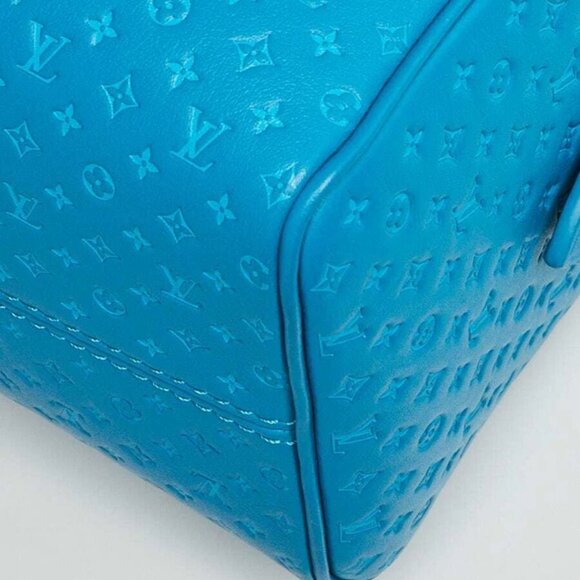 Louis Vuitton Blue NanoGram Monogram Embossed Leather Speedy Bandouliere 20 Bag - Picture 5 of 11